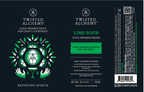 LIME SOUR JUICE MIXER FRESH COLD PRESSED - Twisted Alchemy